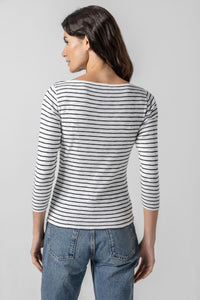 Lilla P 3/4 Sleeve Striped Boatneck Final Clearance