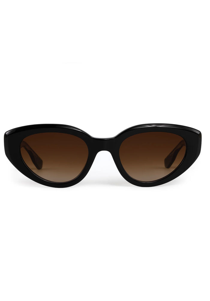 Krewe Irene Black + Black Crystal Sunglasses