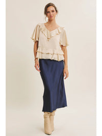 In February Silky Satin Bias Cut Maxi Skirt