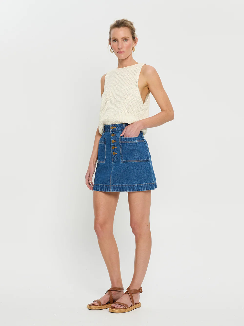 Kivari Cameron Denim Mini Skirt Final Clearance