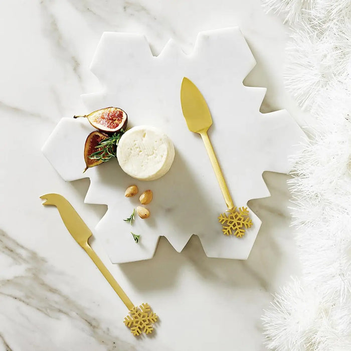 Santa Barbara Gold Snowflakes Cheese Knives Set