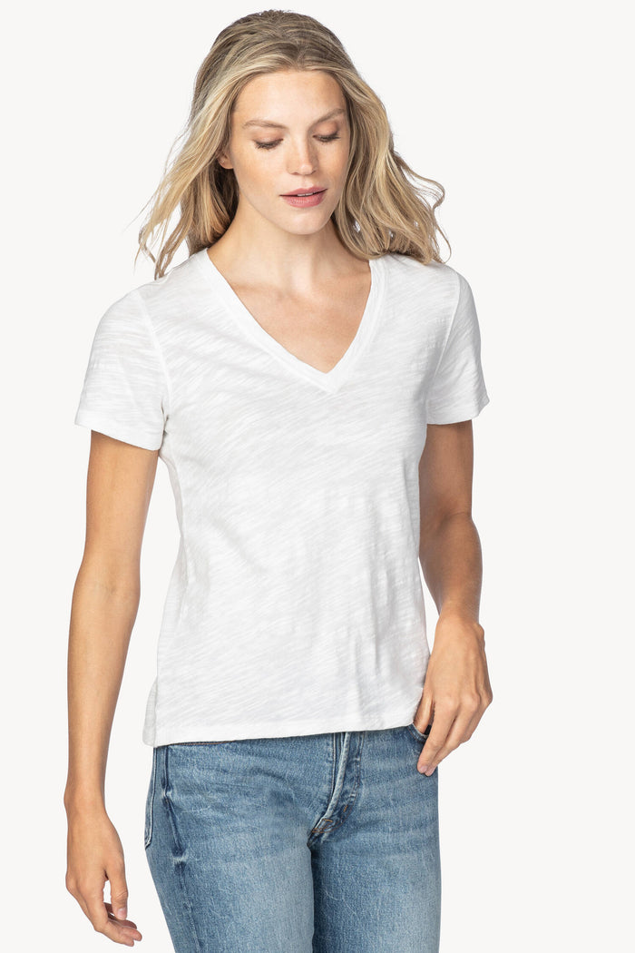 Lilla P V-Neck Short Sleeve Back Seam Tee