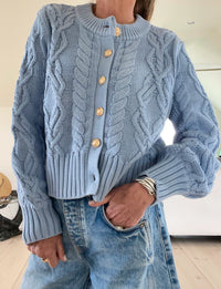 Pink Pineapple Celine Crop Cable Cardigan Final Clearance