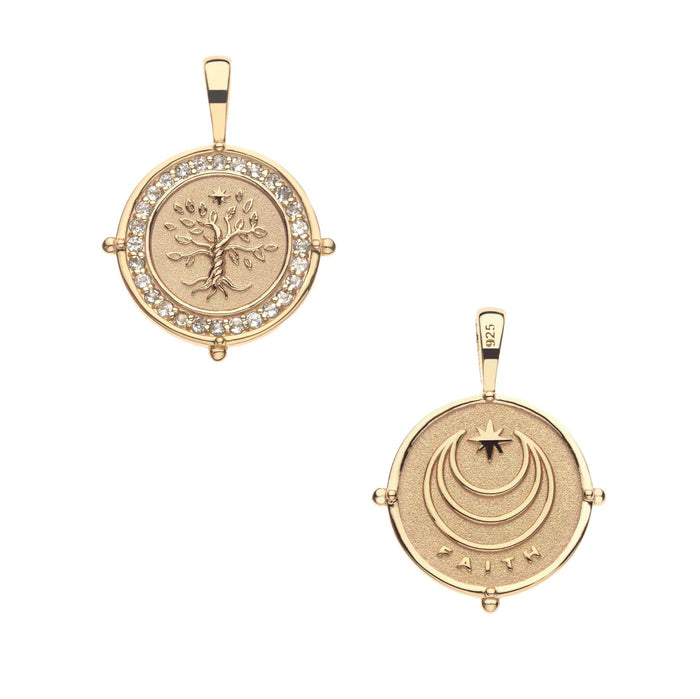 Jane Win Faith Petite Embellished Coin Pendant