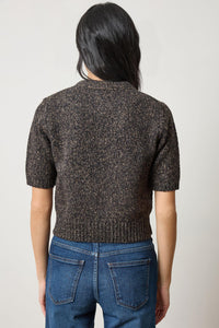 Lilla P Short Sleeve Marled Crewneck Sweater Final Clearance