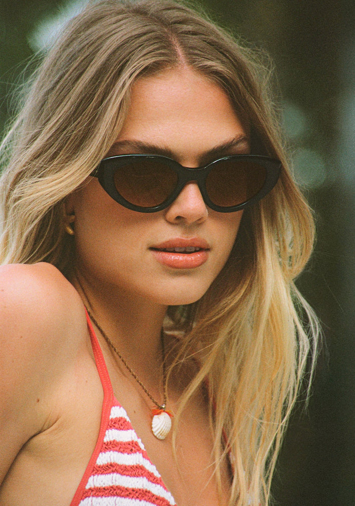 Krewe Irene Black + Black Crystal Sunglasses