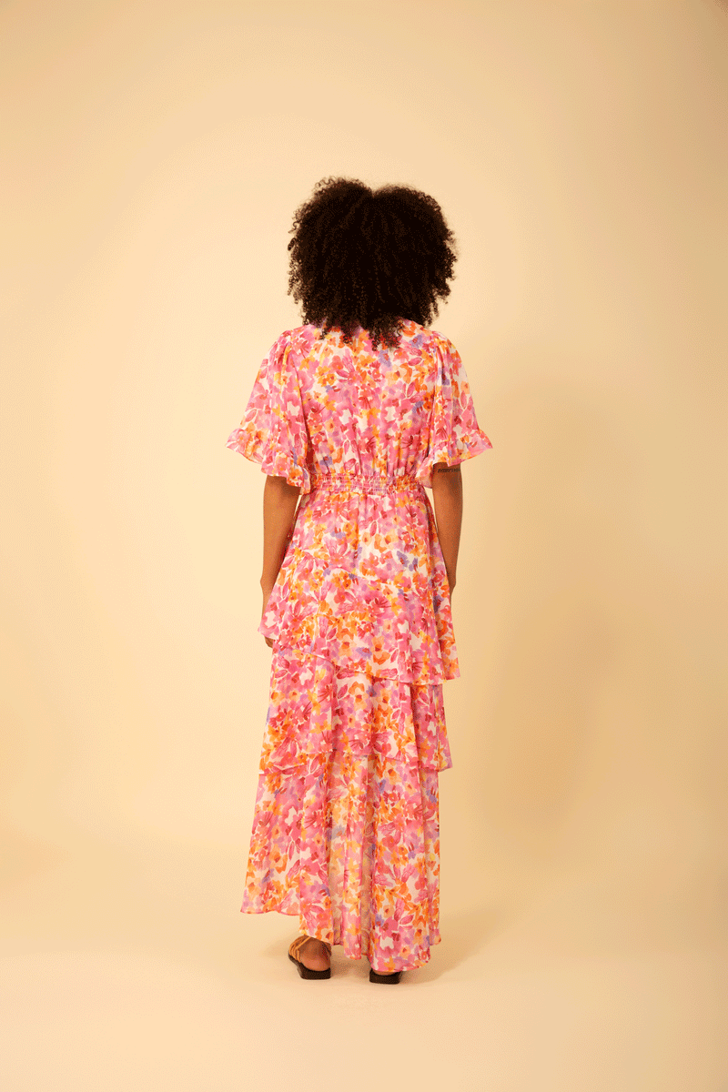 Hale Bob Joanna Tiered Floral Print Dress