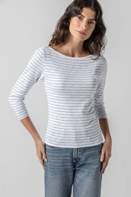 Lilla P 3/4 Sleeve Striped Boatneck Final Clearance