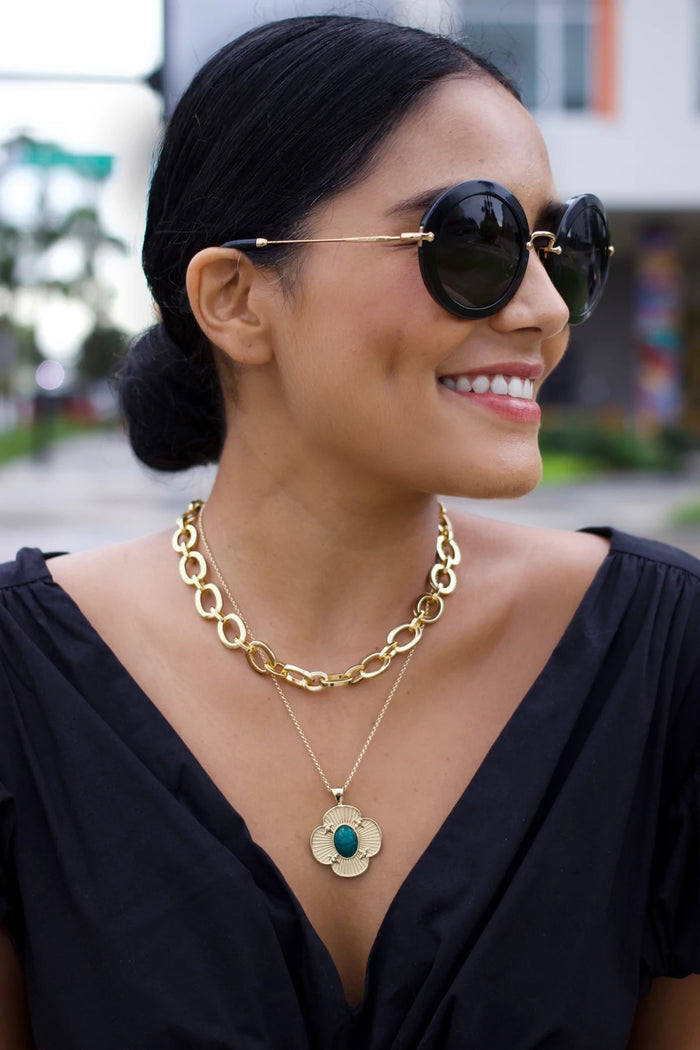 Jane Win Chunky Chain 16" with Lapis Bead