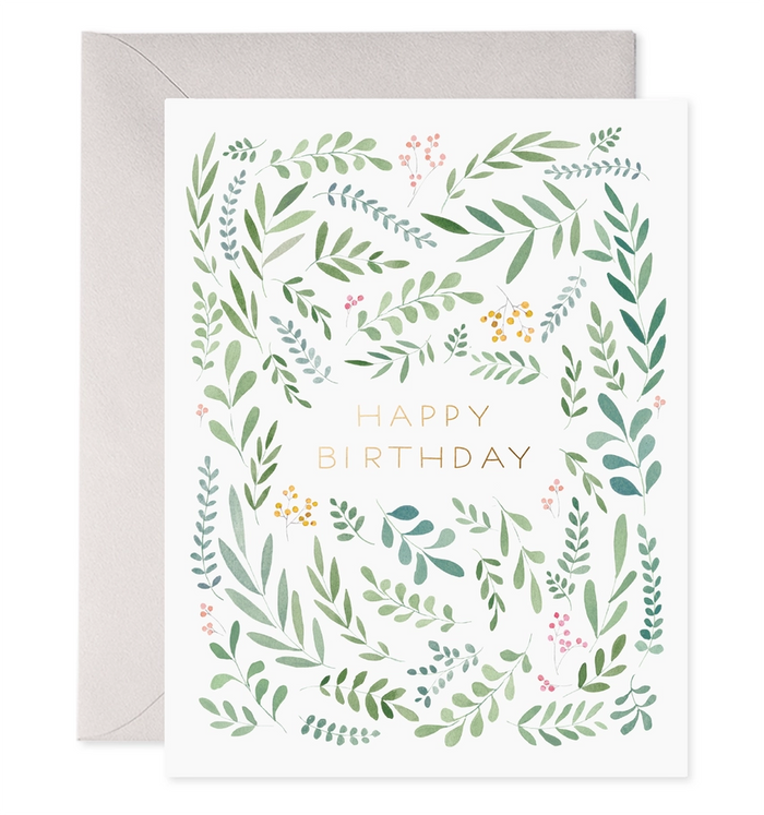 E.Frances Pretty Leaves Floral Birthday Card