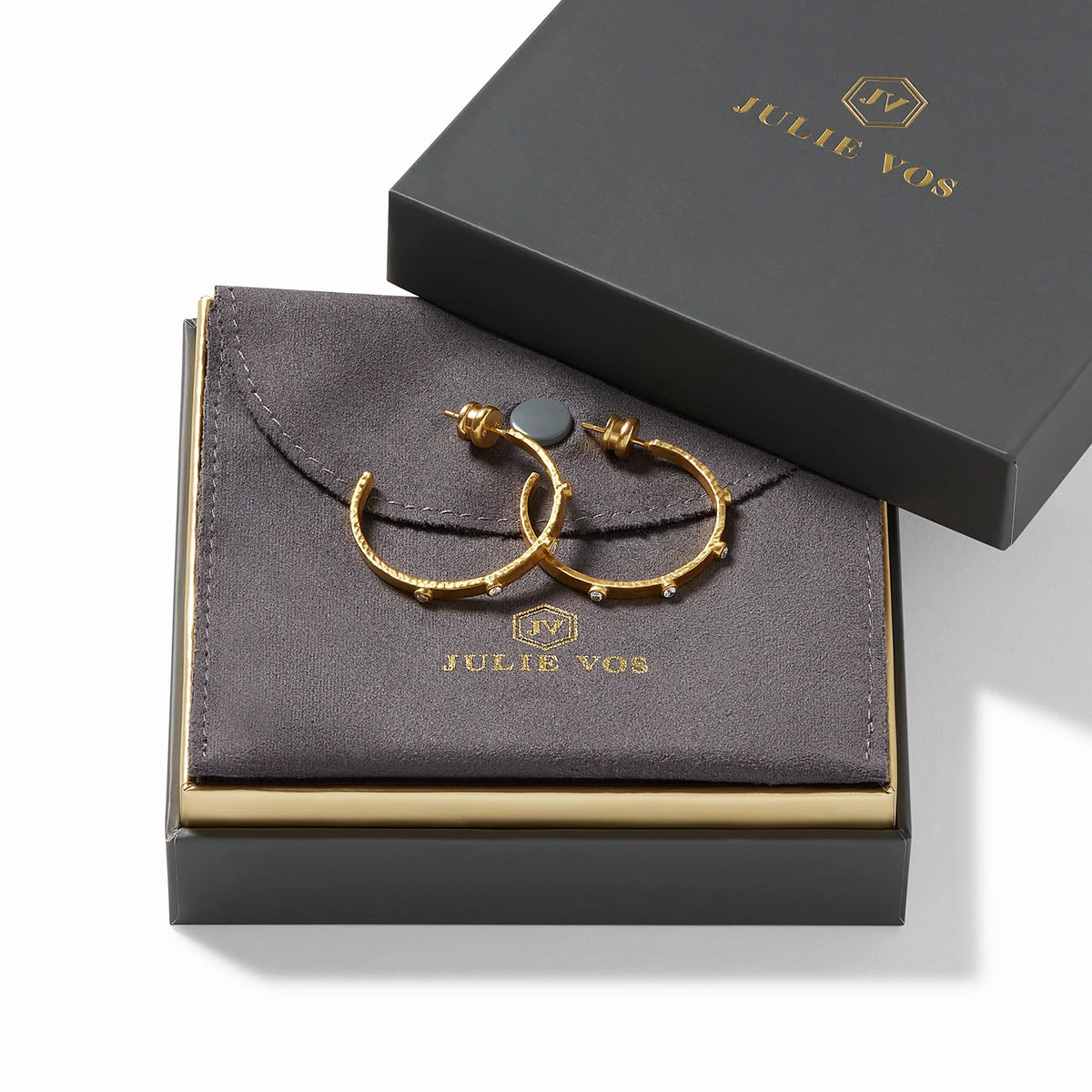 Julie Vos Crescent Stone Hoop Large