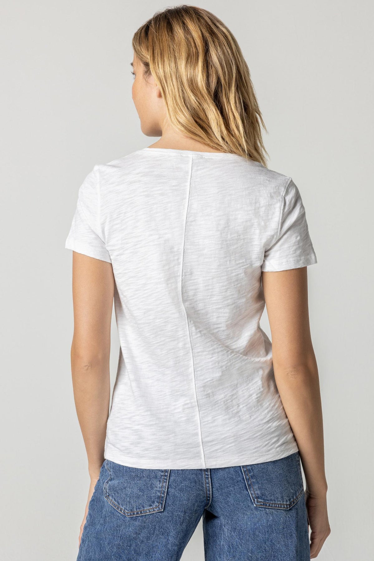 Lilla P V-Neck Short Sleeve Back Seam Tee