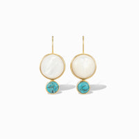 Laura Foote Color Block Drop Earrings Mother of Pearl/Turquoise