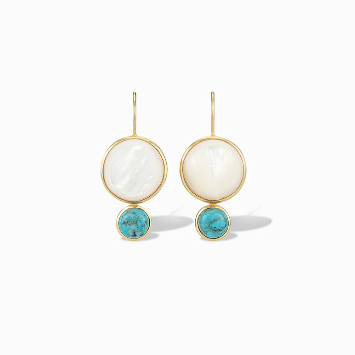 Laura Foote Color Block Drop Earrings Mother of Pearl/Turquoise