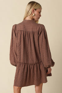 Olivaceous Caden Plaid Shirt Mini Dress