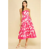 Pinch Bold Floral Print Tiered Midi Dress