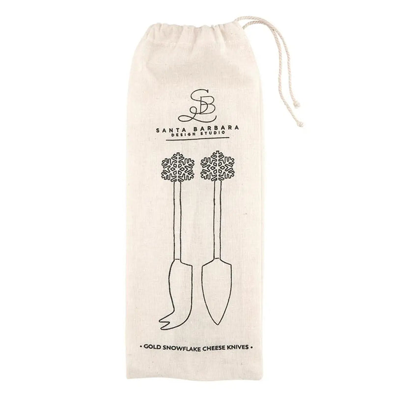 Santa Barbara Gold Snowflakes Cheese Knives Set