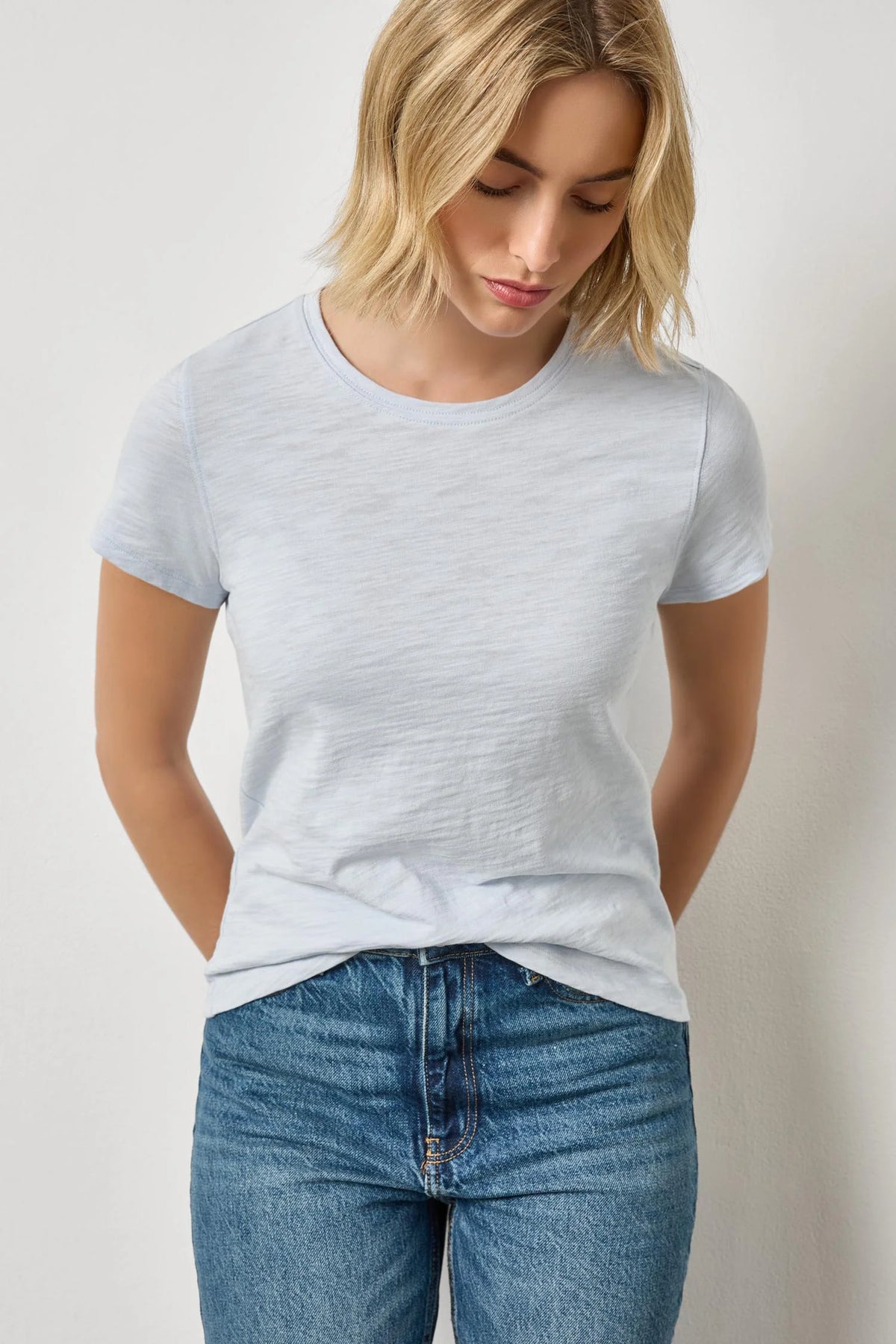 Lilla P Short Sleeve Back Seam Crew Glass