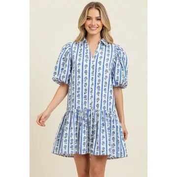 Pinch Floral Puff Sleeve Mini Dress