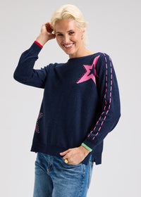 Zaket & Plover Threaded Star Crew Sweater