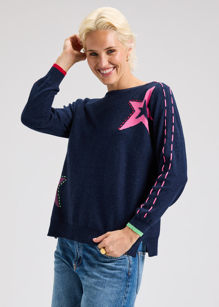 Zaket & Plover Threaded Star Crew Sweater