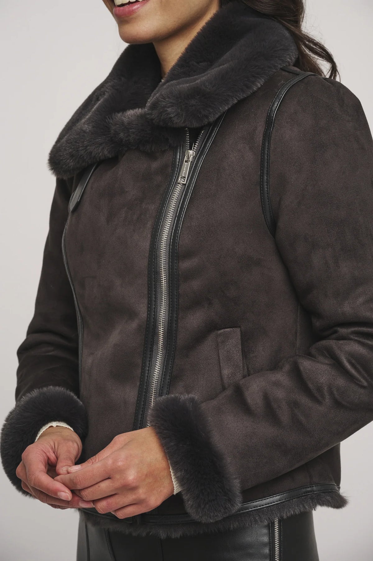 Rino & Pelle Bacia Faux Fur Biker Jacket