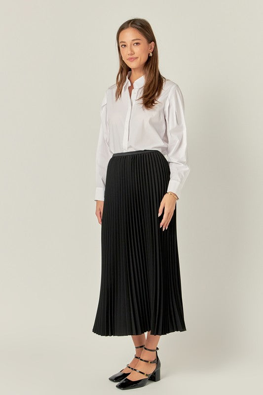 English Factory Pleated Midi Skirt