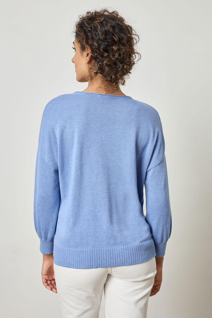 Lilla P 3/4 Sleeve Drop Shoulder Sweater