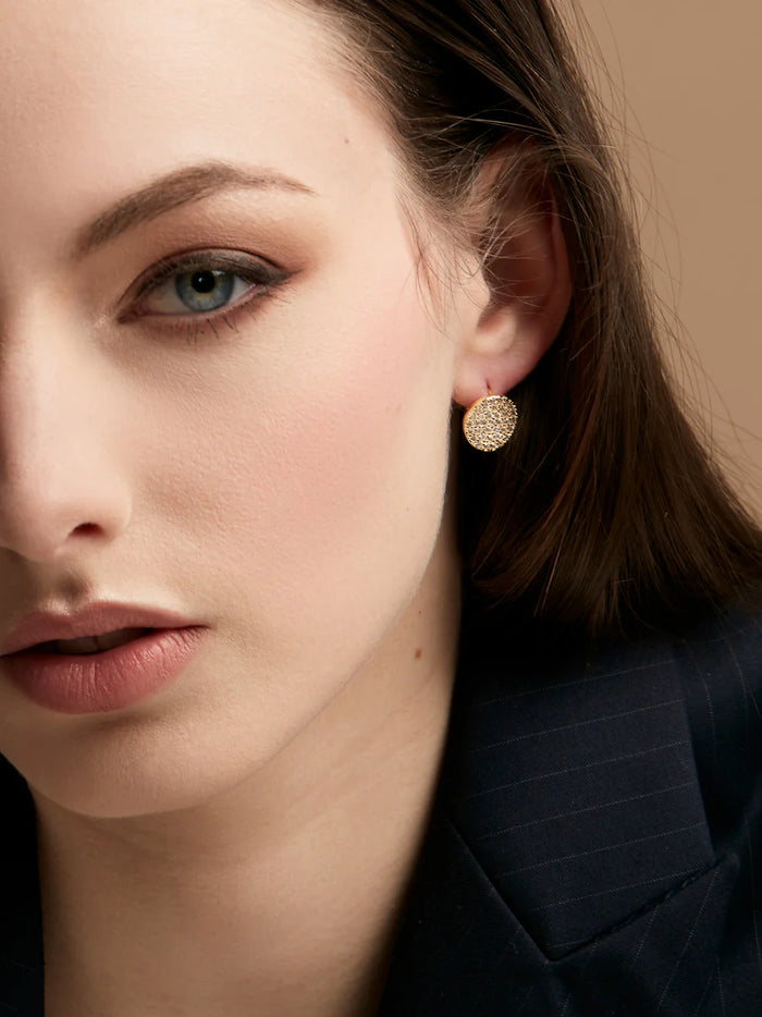 RHO Jewelry Button Pave Earrings