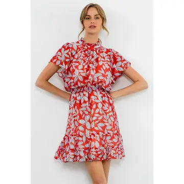 THML Flutter Sleeve Print Dress