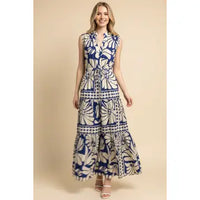 Pinch Floral & Geometric Tiered Maxi Dress