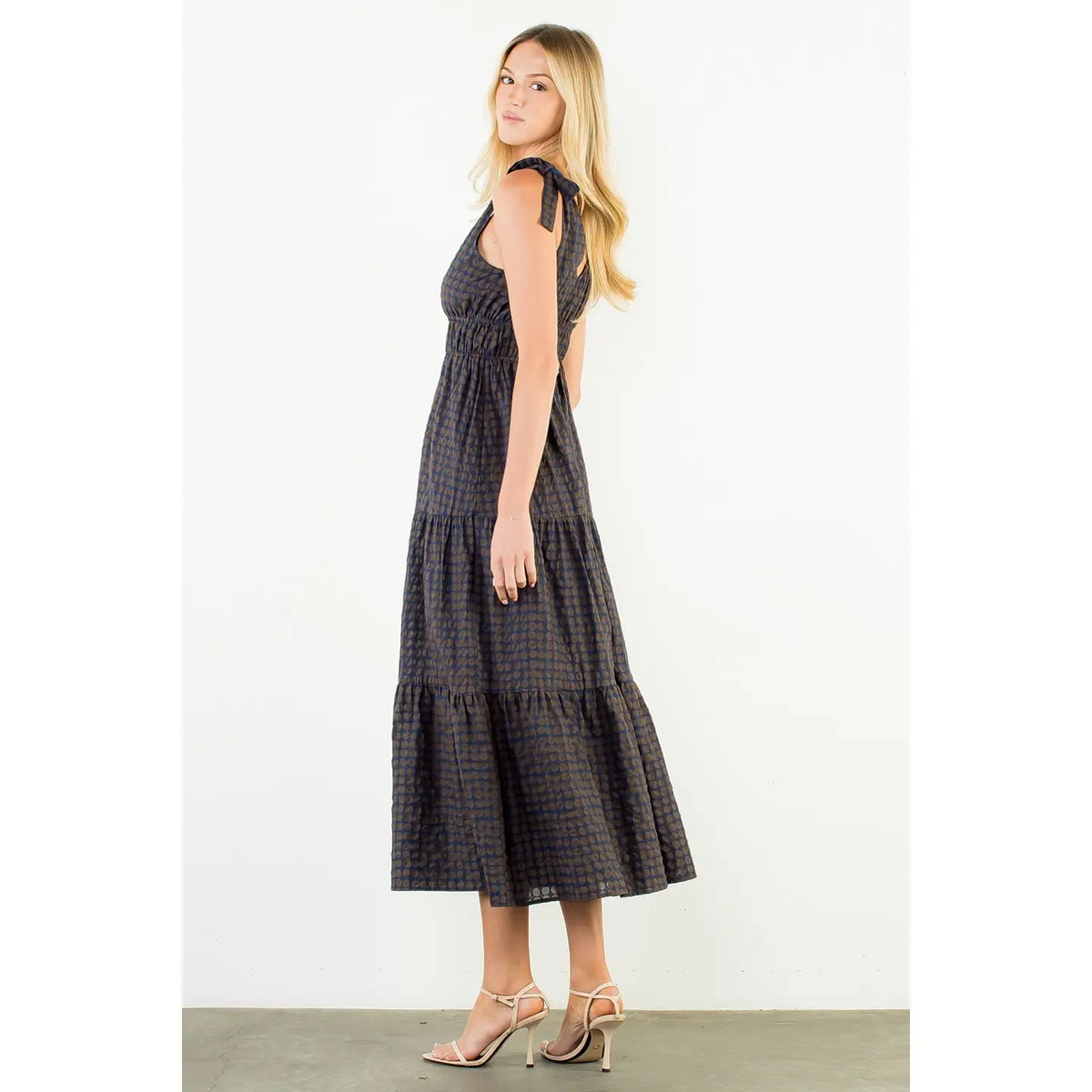 THML Tie Strap Circle Print Dress