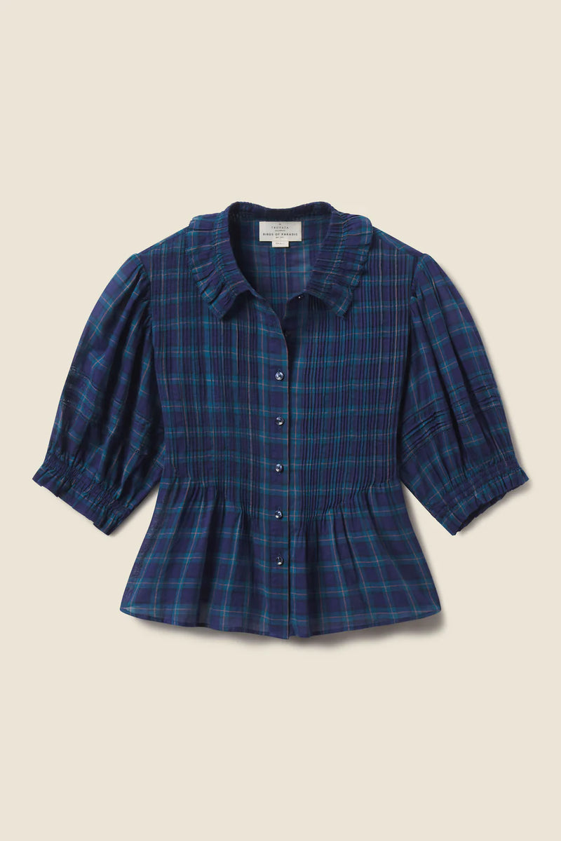 Trovata Birds of Paradis Oceanside Plaid Jess Blouse-Final Clearance