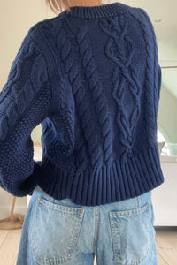 Pink Pineapple Celine Crop Cable Cardigan