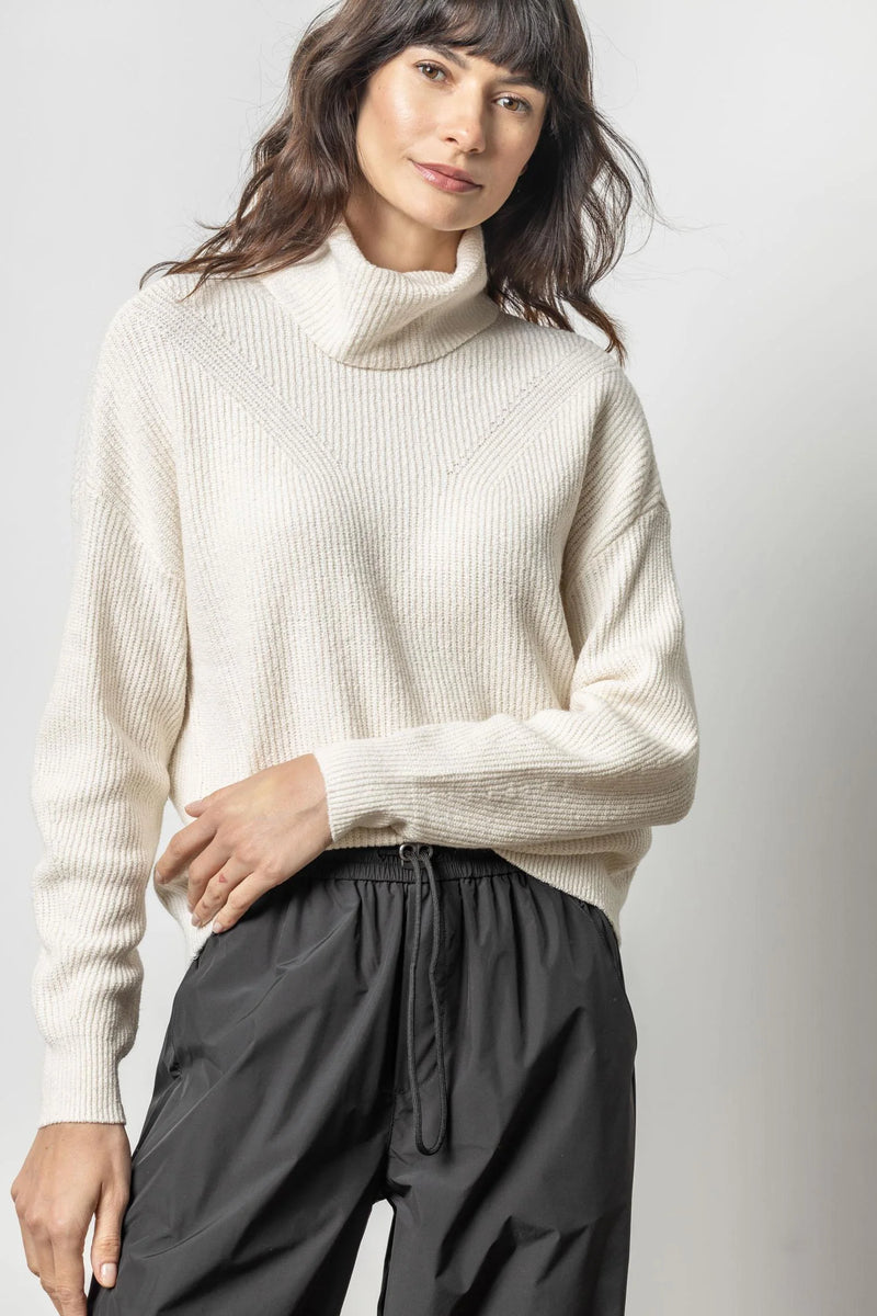 Lilla P Relaxed Rib Turtleneck Sweater Final Clearance