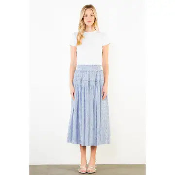 THML Striped Smocked Skirt