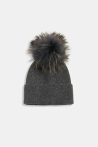 Common Knit Ribbed Knit Pom Pom Beanie