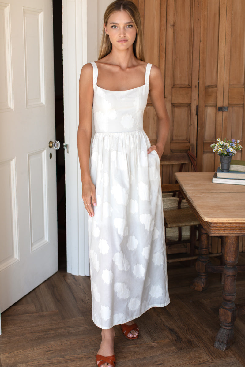 Emerson Fry Jour Ivory Jacquard Maxi Dress