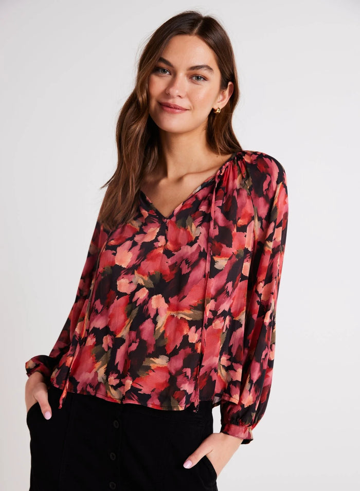 Bella Dahl Shirred Raglan Floral Print Blouse-Final Clearance