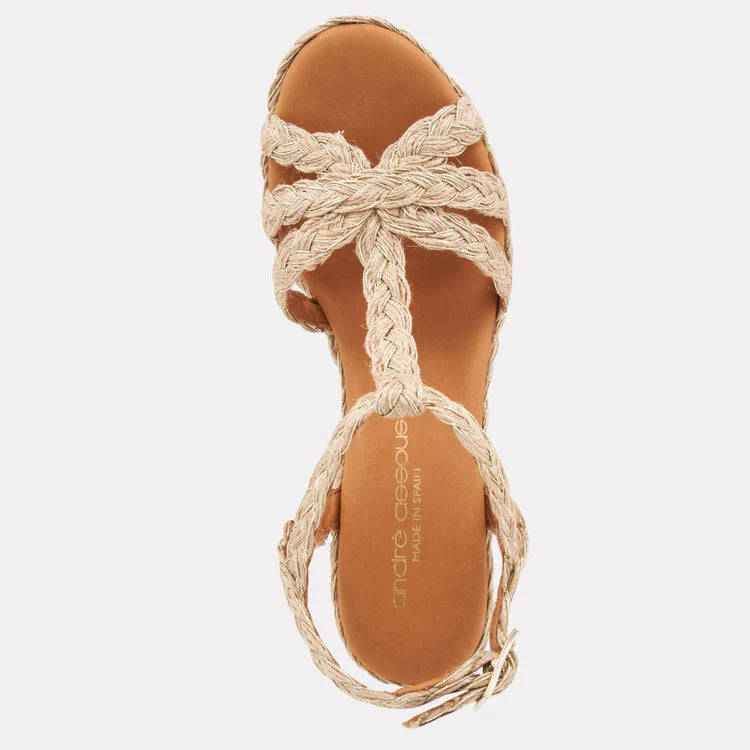 Andre Assous Madina Gold Thread Espadrille Wedge