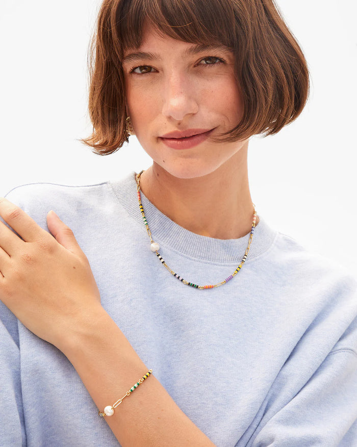 Clare V Le Stripe Pearl Bracelet