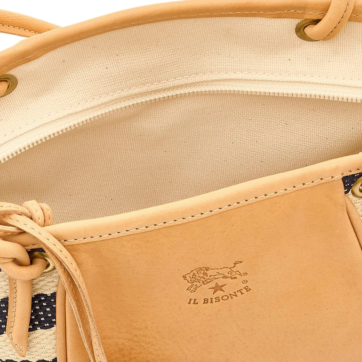 Il Bisonte Blue White Raffia Crossbody