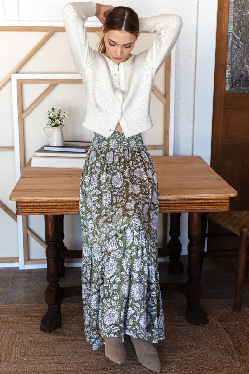 Emerson Fry Shirred Arles Gothic Print Skirt