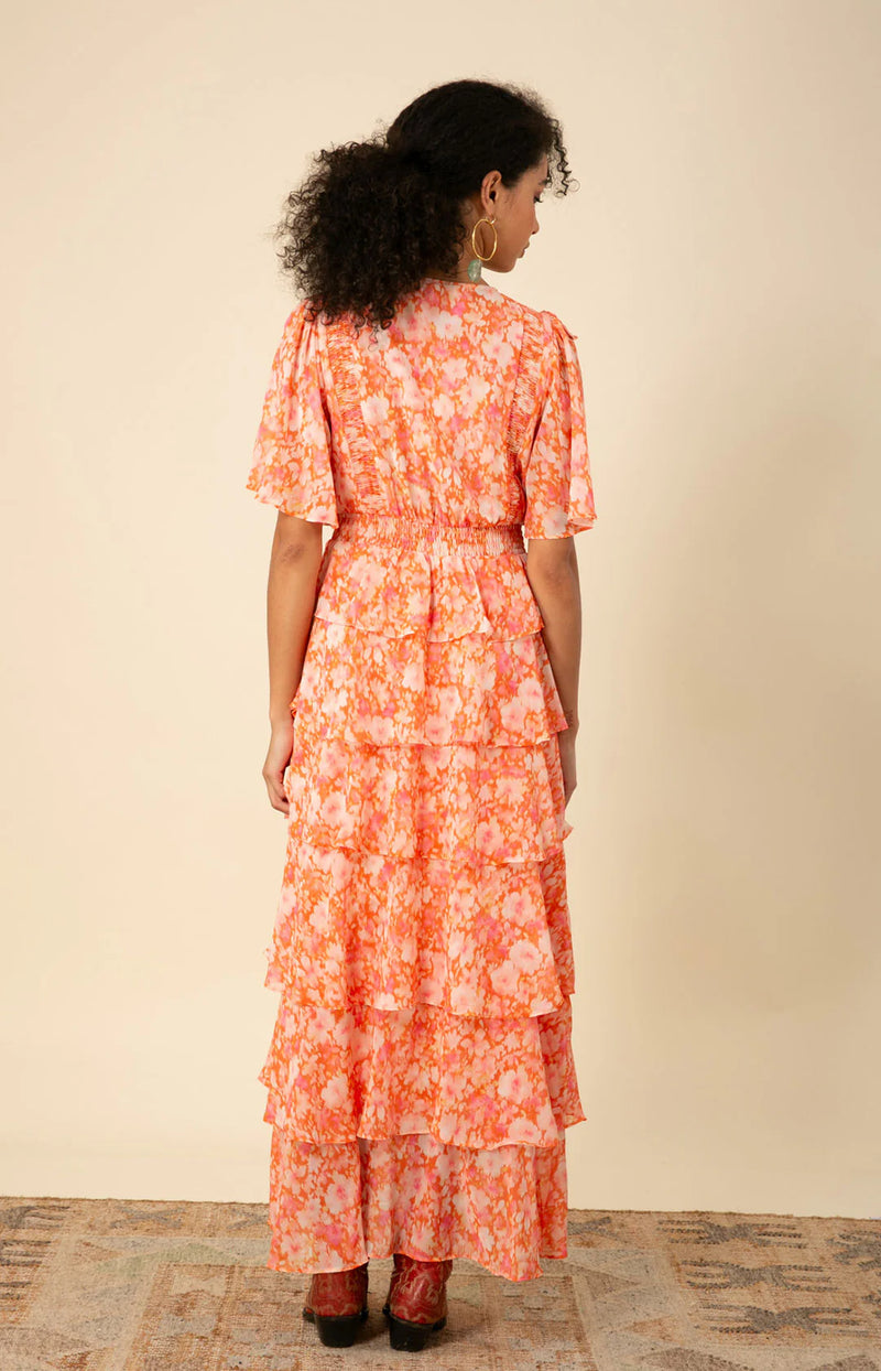 Hale Bob Ainsley Floral Print Tiered Dress Final Clearance