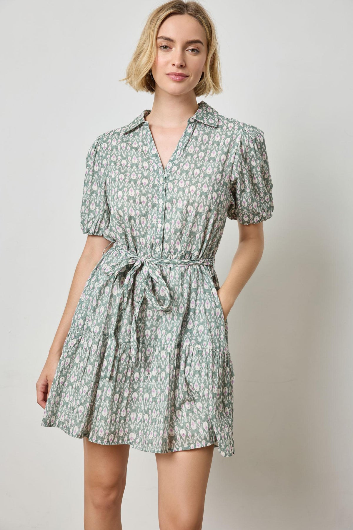 Lilla P Short Sleeve Tiered Peplum Dress