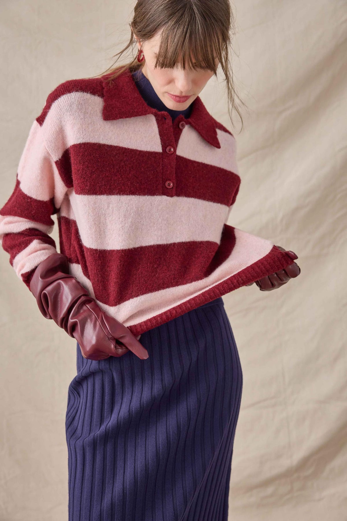 Lilla P Striped Polo Sweater