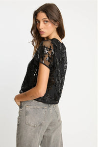 Caballero Black Sequin Lace Top