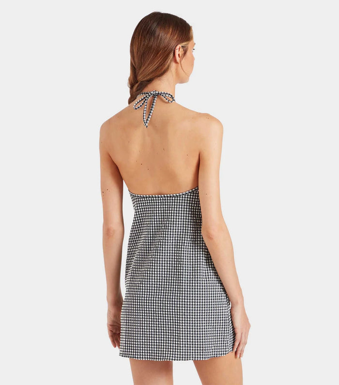 Hunza G Halter Neck Gingham Mini Dress