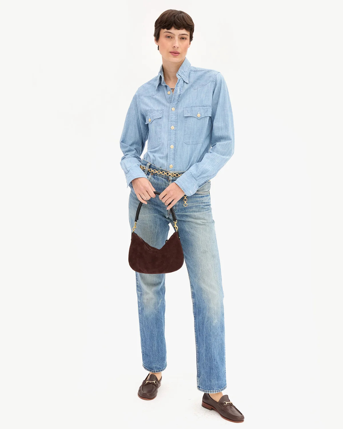 Clare V Petit Moyen Truffle Suede Handbag