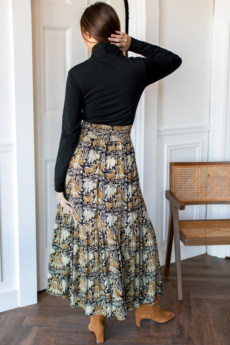 Emerson Fry Shirred Story Print Skirt